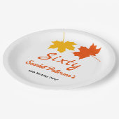 エレガント紅葉秋フローラ60誕生日 ペーパープレート (アングル)