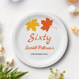 エレガント紅葉秋フローラ60誕生日 ペーパープレート