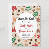 エレガント紅葉秋モダンフローラ結婚ズ セーブザデート (正面)