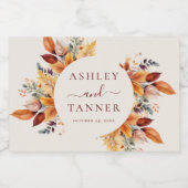 エレガント紅葉秋結婚の スパークリングワインラベル (シングルラベル)