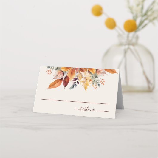 エレガント紅葉秋結婚の プレイスカード (正面)