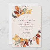 エレガント紅葉秋結婚の 招待状 (正面)