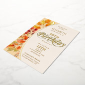 エレガント紅葉秋50誕生日 箔招待状 (回転した状態)