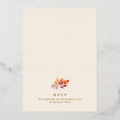 エレガント紅葉秋50誕生日 箔招待状 (裏面)