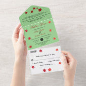 エレガント紅葉素朴セージグリーン秋の結婚式 オールインワン招待状 (貼ってはがせる)