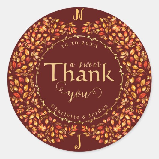 エレガント紅葉素朴テラ結婚コッタ ラウンドシール (正面)