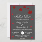 エレガント紅葉素朴ボホグレイ秋の結婚式 招待状 (正面)