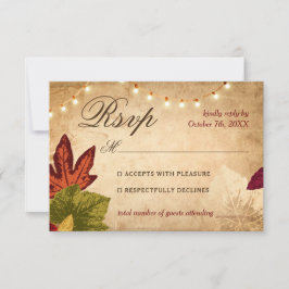 エレガント紅葉素朴秋の結婚式 出欠カード