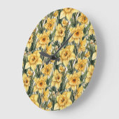 エレガント紅葉黄水色の花 ラージ壁時計 (傾斜)