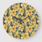 エレガント紅葉黄水色の花 ラージ壁時計 (正面)