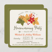 エレガント紅葉、フローラ引っ越し祝いパーティーパーティー 招待状 (正面/裏面)