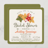 エレガント紅葉、フローラ秋ブライダルシャワー 招待状 (正面/裏面)