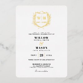 エレガント紋モノグラ結婚ム 箔招待状