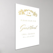 エレガント紋章結婚のゲストブック記号 箔ポスター (レイダウン)