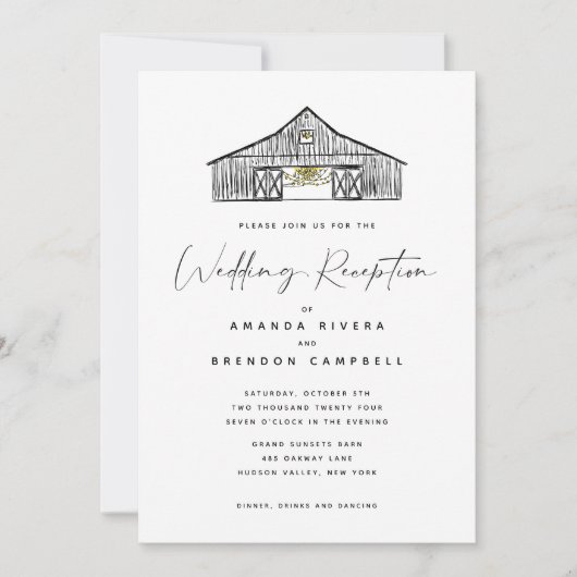 エレガント納屋ウェディングレセプション専用サイト 招待状 (正面)