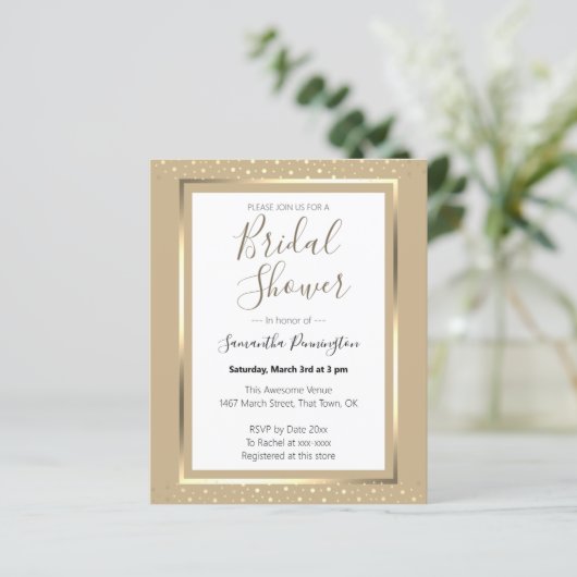 エレガント紙吹雪ブライダルシャワー予算招待状 (スタンド正面)