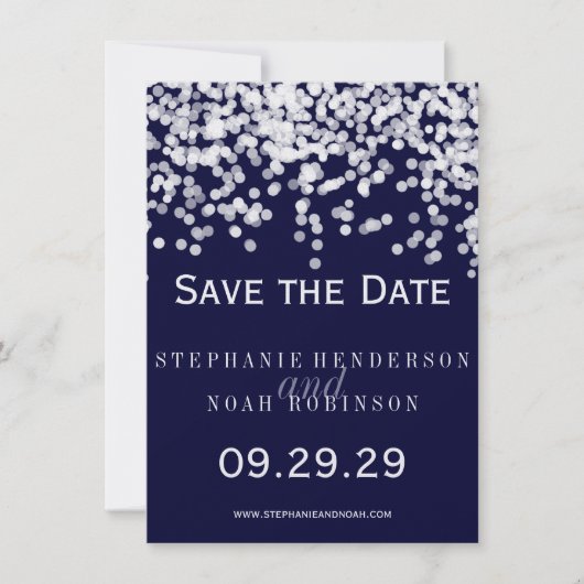 エレガント紙吹雪任意の色ネイビーブルー セーブザデート (正面)