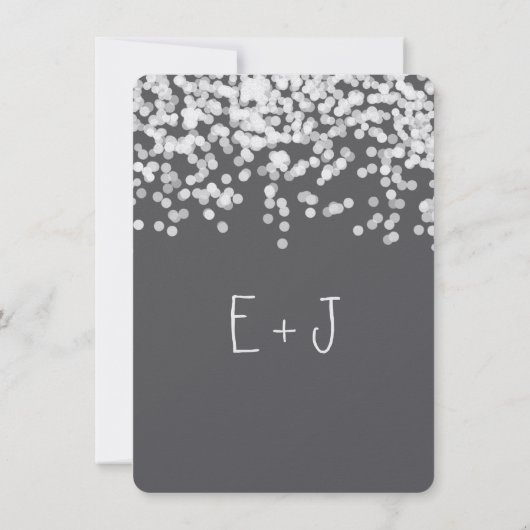 エレガント紙吹雪灰色の黄色で表示された任意の色 セーブザデート (裏面)