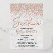 エレガント紙吹雪&マーブルスウィート16誕生日実在 箔招待状 (正面)