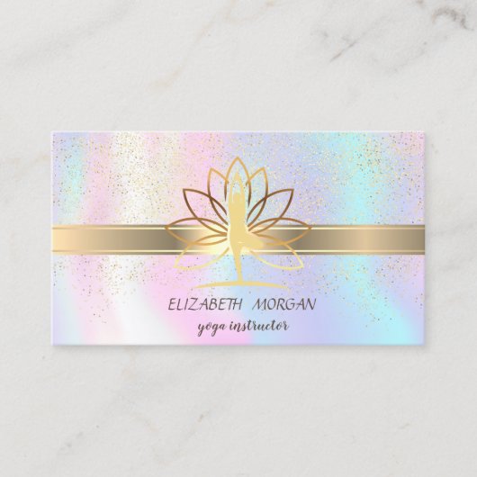 エレガント紙吹雪,ロータス,ホログラフィックヨガ 名刺 (正面)