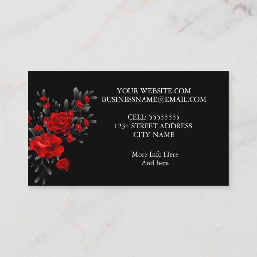 エレガント素晴らしフローラレッドローズ離れブラック 名刺 (裏面)