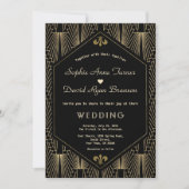 エレガント素晴らしGatsbyヴィンテージ金ゴールド結婚アールデコ 招待状 (正面)