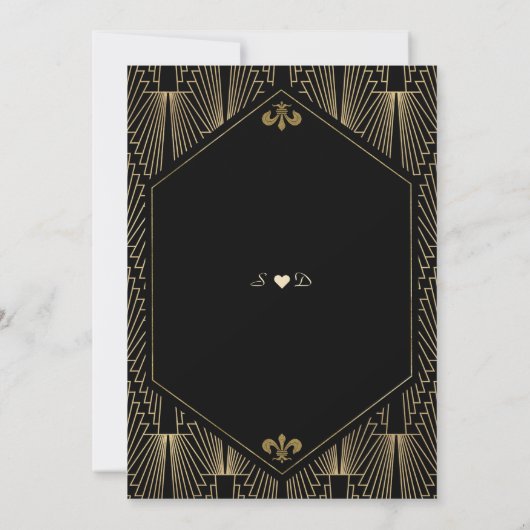 エレガント素晴らしGatsbyヴィンテージ金ゴールド結婚アールデコ 招待状 (裏面)