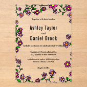 エレガント素朴お洒落フローラ結婚園 アクリル招待状 (正面)