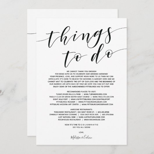 エレガント素朴なウェディングウェルカムカードと旅程カード プログラム (正面/裏面)