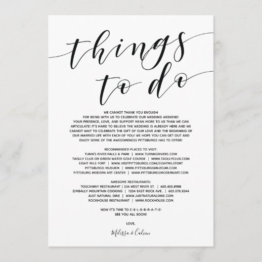 エレガント素朴なウェディングウェルカムカードと旅程カード プログラム (正面)