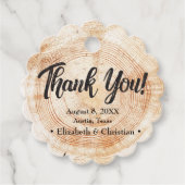 エレガント素朴なウェディングウッドカットありがとう フェイバータグ (正面)