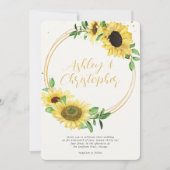 エレガント素朴ひまわり結婚写真 招待状 (正面)