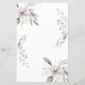 エレガント素朴ほこりっぽい白い花の水色金ゴールド (裏面)