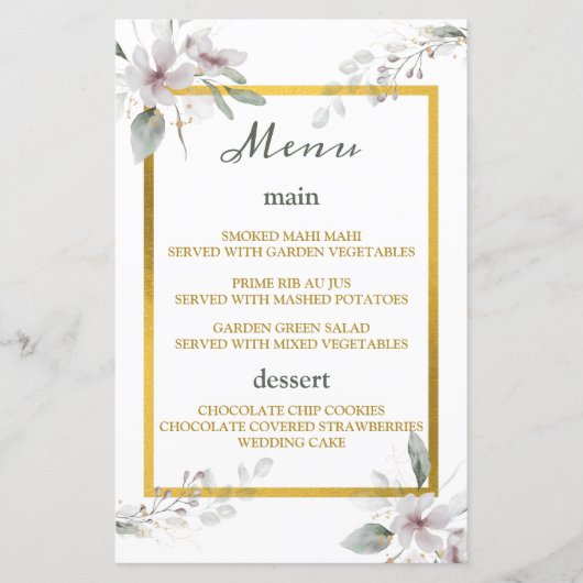 エレガント素朴ほこりっぽい白い花の水色金ゴールド (正面)