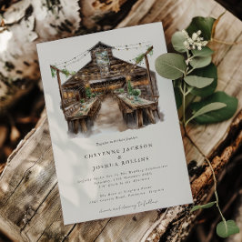エレガント素朴ウォーター・カラー・カントリー結婚ズ 招待状