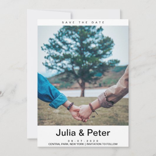 エレガント素朴カスタム写真の日付の保存 招待状 (正面)