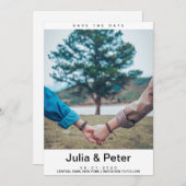 エレガント素朴カスタム写真の日付の保存 招待状 (正面/裏面)