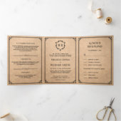 エレガント素朴クラシッククラフトモノグラム結婚ズ 三つ折り招待状 (内部)