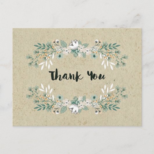 エレガント素朴シンプルフローラ自然ありがとう ポストカード (正面)