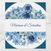 エレガント素朴シンプルブルーデザイン ワインラベル (シングルラベル)