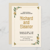 エレガント素朴シンプル伝統的フローラ結婚s 招待状 (正面/裏面)