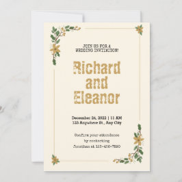 エレガント素朴シンプル伝統的フローラ結婚s 招待状