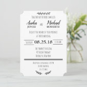 エレガント素朴シンプル黒・白ミニマリスト 招待状 (スタンド正面)