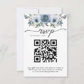 エレガント素朴ダスティブルーフローラ結婚式RSVPカード 出欠カード (正面)