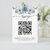 エレガント素朴ダスティブルーフローラ結婚式RSVPカード 出欠カード (スタンド正面)