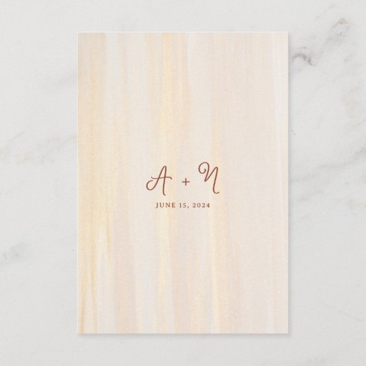 エレガント素朴テラコッタ&金ゴールドモノグラム結婚ズ エンクロージャーカード (裏面)