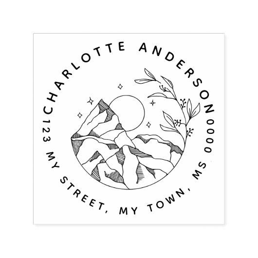 エレガント素朴ナイトフラワーファミリー差出人住所 セルフインキングスタンプ (デザイン)