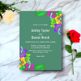 エレガント素朴バラサマーグリーンフローラ結婚ズ 招待状