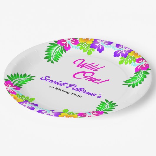 エレガント素朴バラワイルドワンフローラ1st誕生日 ペーパープレート (アングル)