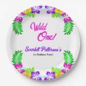 エレガント素朴バラワイルドワンフローラ1st誕生日 ペーパープレート (正面)